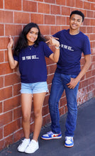 Load image into Gallery viewer, Angelee and Shaun wear the &quot;So You See...&quot; New Classic Navy Youth Size T-shirt
